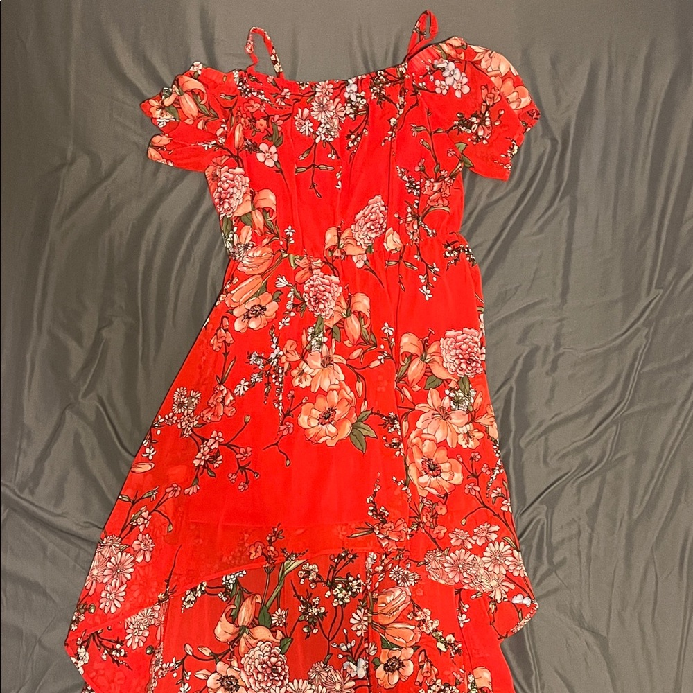 Floral Red Dress